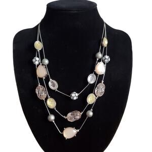 Layered Glass Bead Fashion Jewelry Necklace